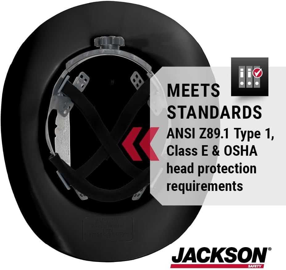 Jackson Safety Cowboy Hard Hat - Non-Vented, Full Brim, 4-Point Ratchet Suspension Safety Helmet for Men & Women - ANSI Z89.1 Class E & OSHA Compliant - Made in USA