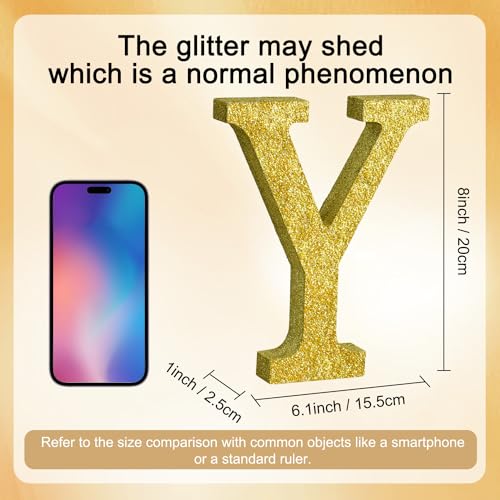 Image of TONIFUL 8 Inch Gold Glitter Letter Y Table Centerpiece A-Z Gold Birthday Party Decorations,Gold Alphabet Y for Birthday,Chrismas,Graduation,Bridal Shower,Wedding,Anniversary Party Supplies
