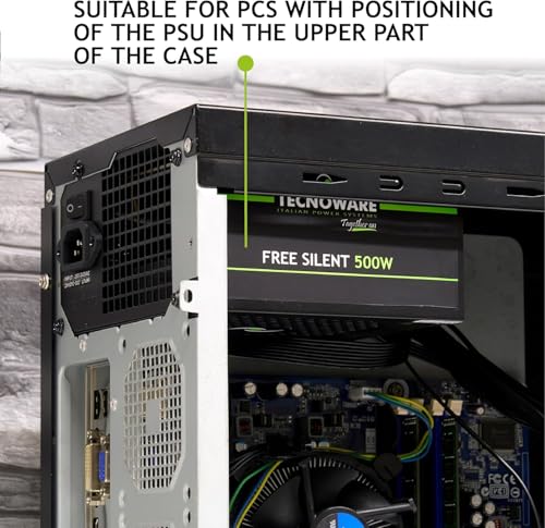 Tecnoware Alimentatore ATX Free Silent 500, Ventola Silenziosa 12 cm, ottimale per ricambistica, Protezione Sovratensioni, 2 x SATA, 1 x 24 Poli, 1 x 12V 4+4 Poli, 2 x Molex, Certificazione CE e Rohs - Alimentatore - Immagine 5