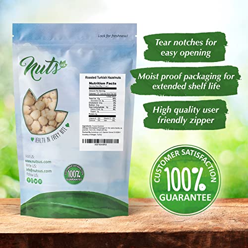 NUTS U.S. – Hazelnuts |Dry Roasted and Unsalted | Blanched and Whole Filberts | Non-GMO and Gluten Free | No Additives Just Hazelnuts | Vegan and Keto Friendly | Bulk Hazelnuts in Resealable Bag (1 LB)