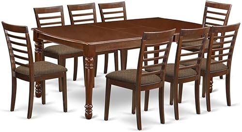 Miniatura 11 de East West Furniture DOML7-MAH-C - Juego de mesa y sillas de cocina de 7 piezas consta de una mesa de comedor rectangular con hojas de mariposa y 6