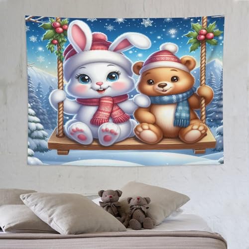 Tenture murale tissu ours pour decoration maison salon chambre enfant grand format 150x200cm