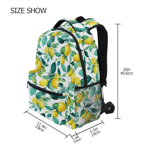 Pfrewn Kids Lemon Yellow Citrus Fruits (40) Backpacks for Girls Boys Lightweight Backpack for Students School 16"4