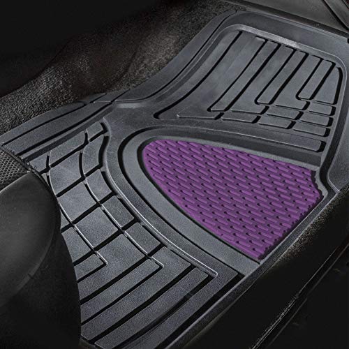 Fh Group Premium Liners Tall Channel Trimmable All Weather Rubber Full Set Car Floor Mats (Purple) W. Trimmable All-Season Cargo Liner (Black) - Universal Fit For Cars Trucks And Suvs #TOP2