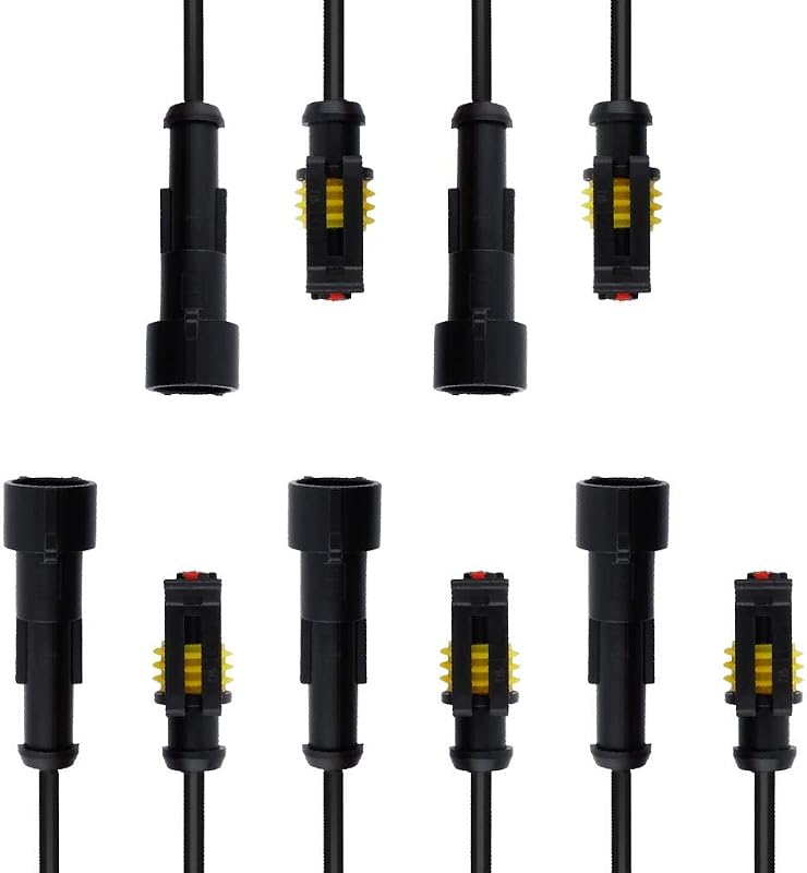 Conector elétrico automotivo à prova d’água MUYI 1 pino com fios 18 AWG – Kit com 5 pares