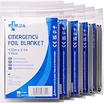 JFA Medical 5 x Individually Packaged Medical First Aid Foil Survival Blankets for personal use - reflective to maintain body heat