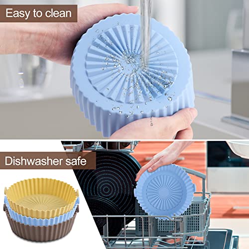 Air Fryer Silicone Pot, 3 Pcs Non-Stick Reusable Air Fryer Oven Accessories, Replacement Of Parchment Paper Liners For Baking Roasting Microwave Frying Pan #TOP3