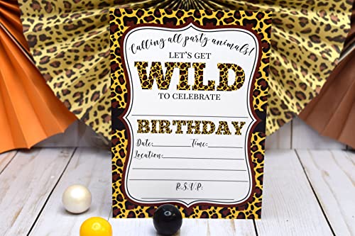 Leopard Print Wild Birthday Party Invitations, 20 5"X7" Fill In Cards With Twenty White Envelopes By Amandacreation Perfect For Teen And Tween Birthdays, Even Adults! #TOP1