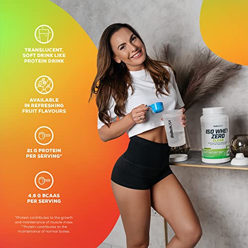 BioTechUSA Iso Whey Zero Clear Drink Powder, Refreshing, Sugar-Free, Lactose-Free, Gluten-Free, 5 Fruity Flavors, 88 kcal, 21g Protein, BCAAs, 1000 g, Lime