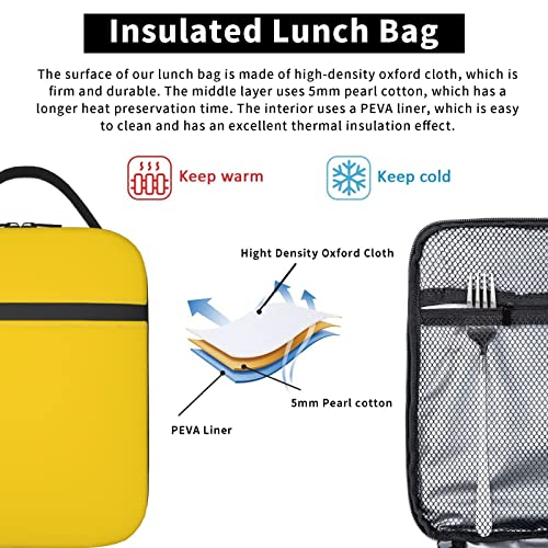 Yellow Lunch Box Insulated Lunch Bag For Kids Girls Boys Women Men Thermal Cooler Tote Bags Reusable Lunchbox For School Office Travel #TOP3