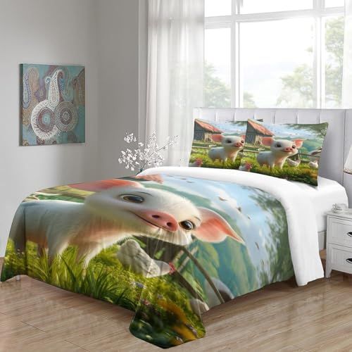 Housse de couette cochon microfibre respirante 140x200