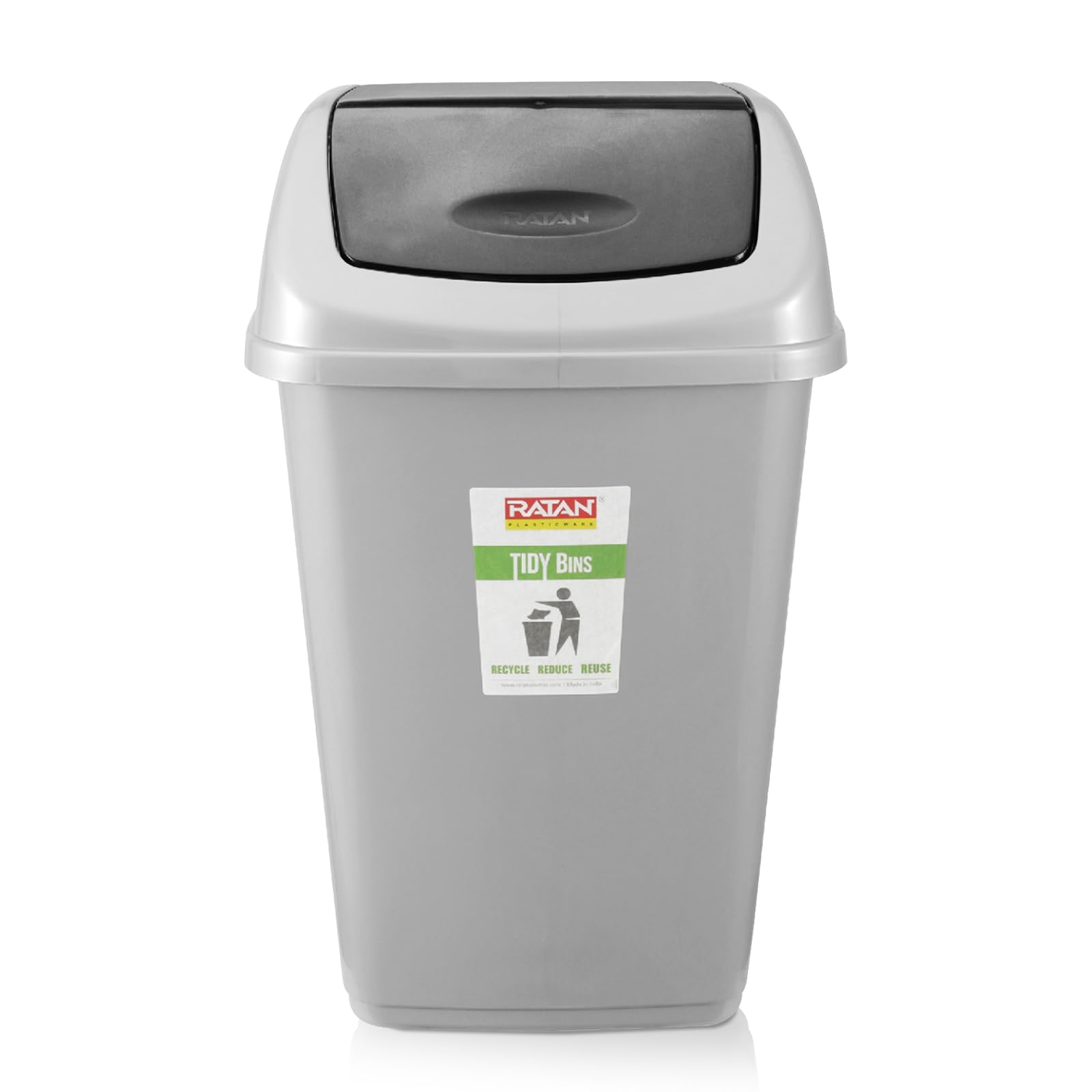 RATAN PLASTICWARE Tidy Bin with Swing Lid 25 Litres Plastic Dustbin, Trash Bin, Garbage Waste Bin For Home, Bathroom, Kitchen, Office, Bedroom Grey Color