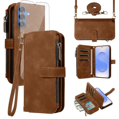 Bandoulière pour Samsung S25 Plus étui portefeuille à fermeture éclair pour vos sorties de nuit