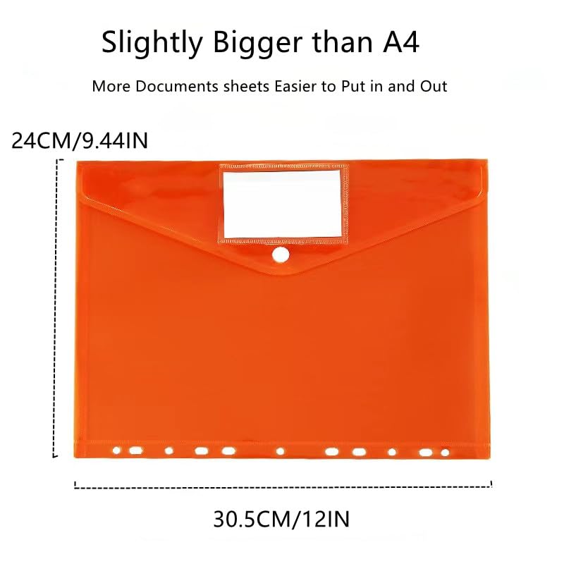 A4 Plastic File Folder Clear Document Folders 12x9.4In Sheet Protectors for 11 Ring Binder Office Supplies Transparent Document Bag Paper Holder(30Pcs Orange) - Image 2