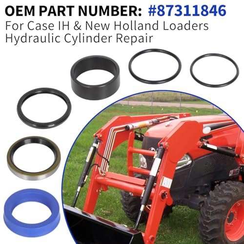 Image of Seal Kit 87311846 for Case IH & New Holland Loaders Hydraulic Cylinder Repair 1.75'' Bore & 1.38'' Rod | 6-pc Nitrile Seal Replacement Set