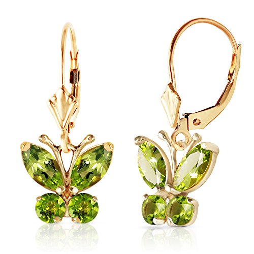 14k Yellow Gold Peridot Butterfly Earrings