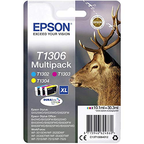 Epson C13T13064012   Cartucho de tóner adecuado para BX320FW, multi pack (amarillo, magenta, cian), Ya disponible en Amazon Dash Replenishment