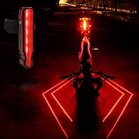Vista 1 de Luz láser de bicicleta súper brillante recargable por USB, luz trasera y delantera para bicicleta, 5 LED, 6 modos, impermeable, luz de bicicleta