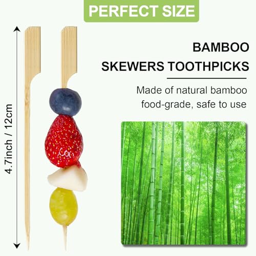 1200 PCS Bamboo Skewers for Appetizers 4.7 Inch Paddle Wooden Kabob Skewers Bamboo Cocktail Toothpicks Skewer Sticks for Appetizers Drinks Fruit Kababs Charcuterie Party