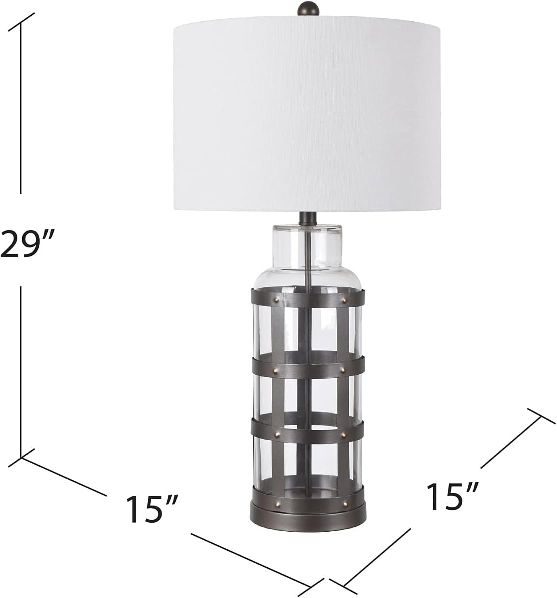 Crestview Collection Evolution Everly Glass Caged Table Lamp in Black
