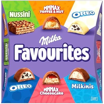Milka Favourites  Surtido de Bombones Envueltos Individualmente  Caja de Mini Chocolatinas- 141 g