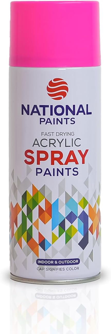 National Paints Fast Drying Acrylic Spray Paint - Fluorescent Pink 760