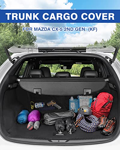 Autorder Upgraded Cargo Cover Custom Fit For Mazda Cx-5 2017-2023 Accessories Trunk Shade Cover No Gap With Storage Cargo Net Carbon Fiber Retractable Security Shield Shade #TOP3