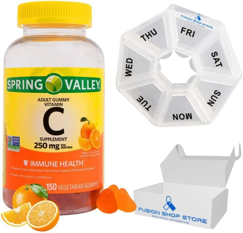 Miniatura 1 de Gomitas de vitamina C para adultos  Gomitas Spring Valley de 250 mg 150 unidades (1), juego con estuche Fusion Shop Store Week (1)