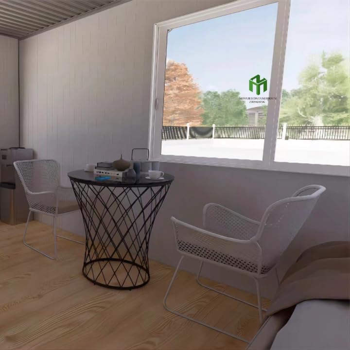 Modular Container Office Pod, White Steel Frame, Prefabricated Design with Sliding Windows, Commercial Portable Building