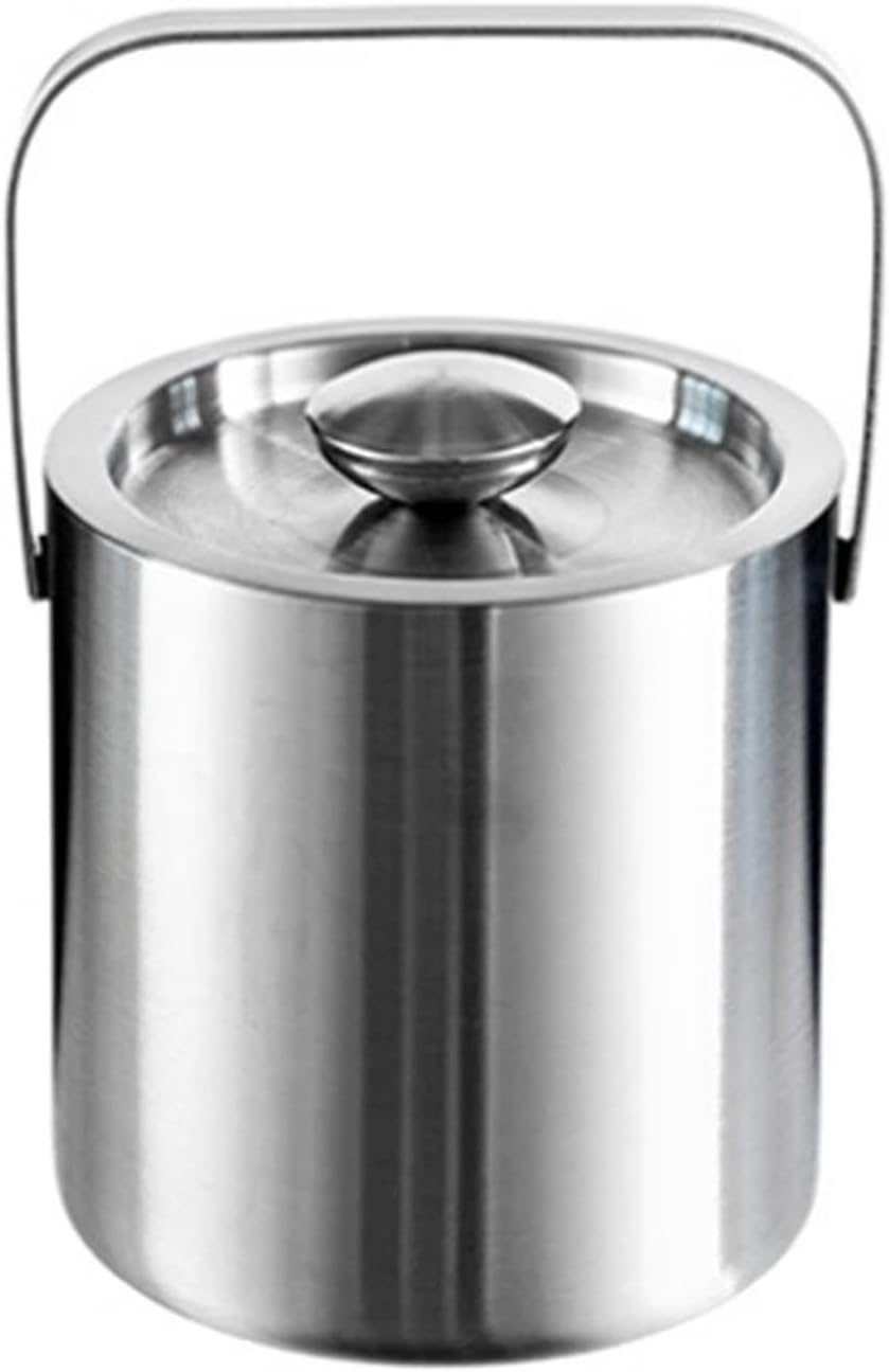 Wine Cooler Metal Double Wall Ice Bucket with Lid, 1.3L Stainless Steel Insulated for Cocktail Bar, Wine, Home Accessories, Parties, Champagne Buckets Drinks Bucket