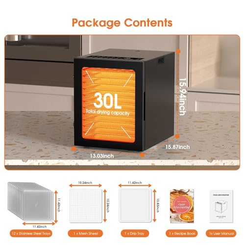 image for PSIIDAN Food Dehydrator for Jerky, Fruit, Meat, Herb, Beef, Mushroom, 