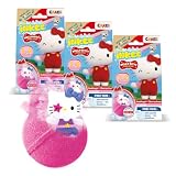 INKEE Hello Kitty 3 Pack - bombe da bagno per bambini con sorpresa - 3 di 6 figure di Hello Kitty da collezionare - 3x palline da bagno da 80 g al gusto di anguria e olio di jojoba, rosa o rosso