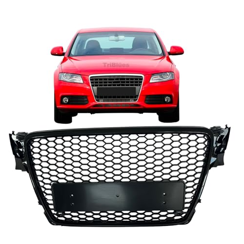 Front Bumper Grille for 2009-2012 Audi A4 B8 Replacement Front Radiator Grill, ABS Upper Hood Hollow Grille Part Car Radiator Guard for 2009 2010 2011 2012 Audi A4 B8