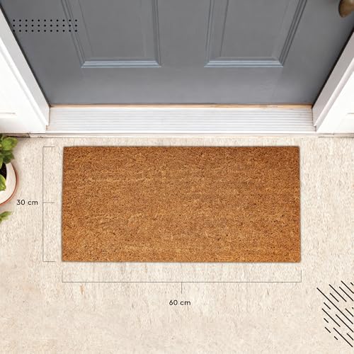 Image of Encasa XO Coir Door Mat, Commercial Entry Mat, Anti Slip PVC Back Natural