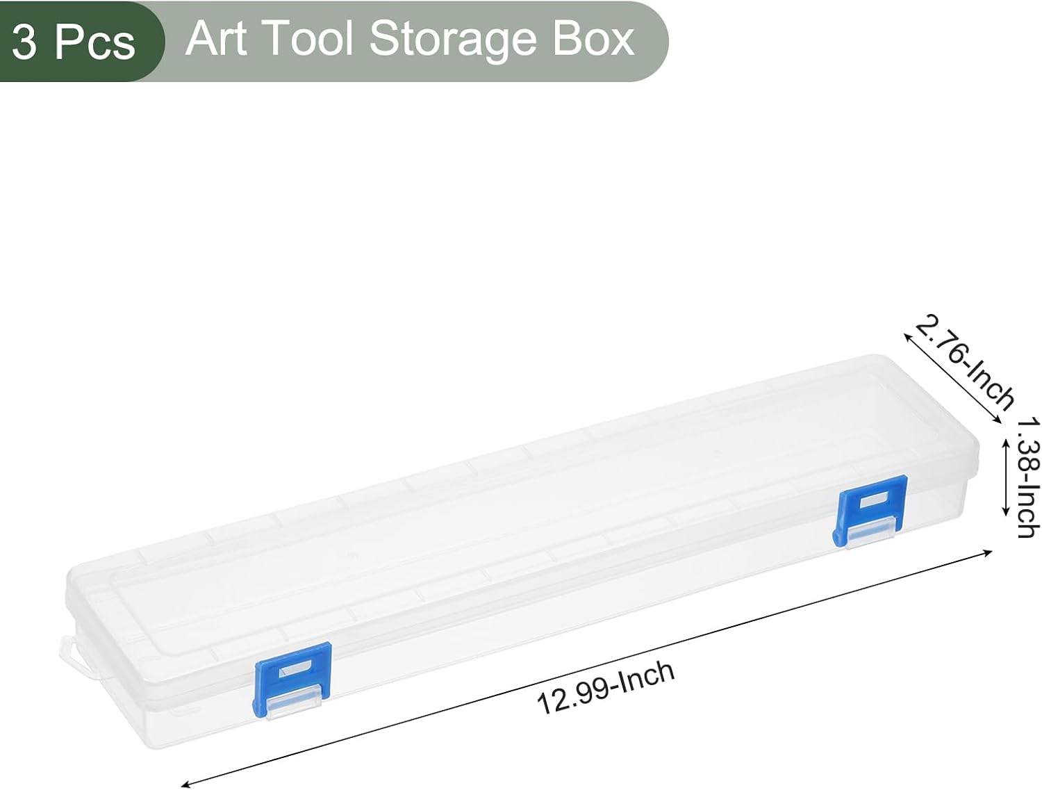 YOKIVE Art Supply Storage Organizer, Art Tool Box Craft Box Art Supplies with Buckle for Brushes Paints Stamps, Transparent, 12.99 x 2.76 x 1.38 Inch