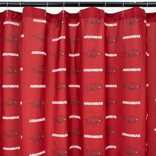 Image of Everything Comfy NCAA Arkansas Razorbacks Bright and Colorful Shower Curtain Cover 70 inch x 72 inch