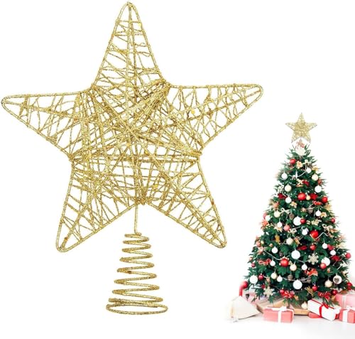 SULOLI Estrella para Àrbol de Navidad，Árbol de Navideña Topper，20 * 25cm Estrella Decoracion Navidad, Hogar, Fiestas Festivas