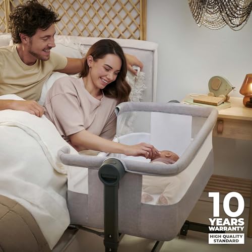 Kinderkraft Nestee UP 2 Co-Sleeping Cot, Baby Cot with Birth Mattress, Height Adjustment, Easy to Fit Parent's Bed, Adjustable Feet, Light Grey - Image 3