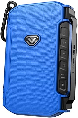 VAULTEK LifePod X Micro Weatherproof Electronic Lockbox Secure Travel Case Rugged Mini Portable Case with Backlit Keypad (Spark Blue)