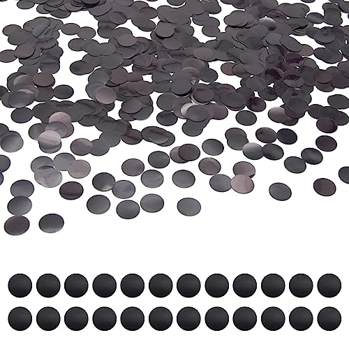 Yosawo Confettis métalliques ronds - 15 mm - Noir - 50 g - Pour anniversaire, mariage et plus encore