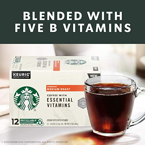 Image of Starbucks Medium Roast K-Cup Coffee Pods with Essential B Vitamins - for Keurig Brewers - 4 boxes (48 pods total)