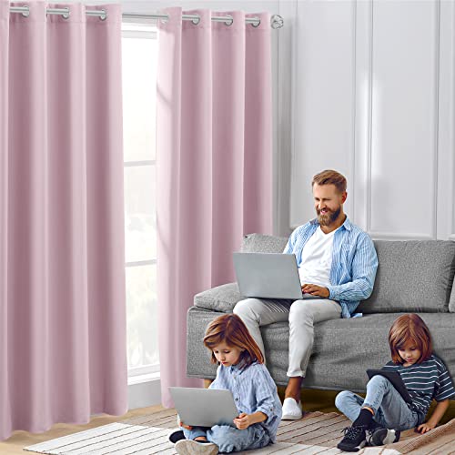 HOMEIDEAS Lavender Pink Blackout Curtains 2 Panels 52 X 96 Inch Drop Room Darkening Eyelet Curtains for Bedroom Living Room Nursery, Thermal Insulated Light Blocking Window Drapes - Image 2