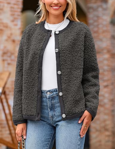 Image of PRETTYGARDEN Women's Faux Fur Coat 2026 Fall Fuzzy Fleece Button up Shearling Cropped Jackets Winter Trendy Outerwear