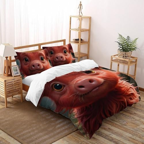 Housse de couette double microfibre Veau Rouge 200x200 avec taie - 2