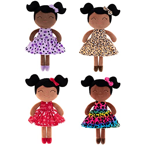 Gloveleya Soft Dolls Plush Figures Black Purple Polka Dots Dress Doll Baby Gift 9" #TOP6