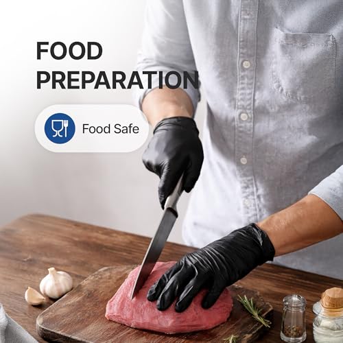 image for Schneider Black Vinyl Synthetic Exam Gloves, 4 Mil, Small, Disposable 