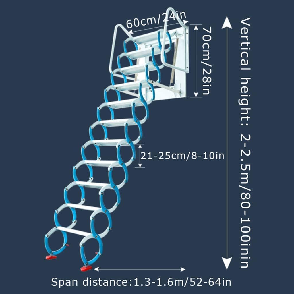 schody strychowe Zoldertrap Zolderladder naar beneden trekken Ti-mg-legering Belasting 500 kg/1102 lbs Antisliptreden Wandgemonteerde opvouwbare verlengladder Poszerzać