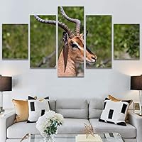SIGNWIN 5 Panel Canvas Wall Art Animals Deer Modern Artwork for Home Decorations Ready to Hang - 60