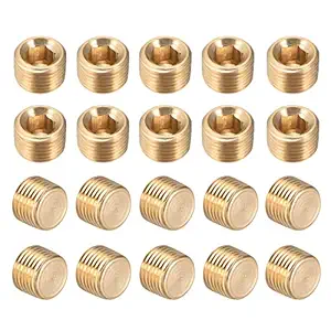 uxcell Brass Hex Socket Pipe Fitting, G1/8 Male Thread Hose Adapter Connector, for Garden Pipe Pneumatic Solenoid Valve, 20Pcs