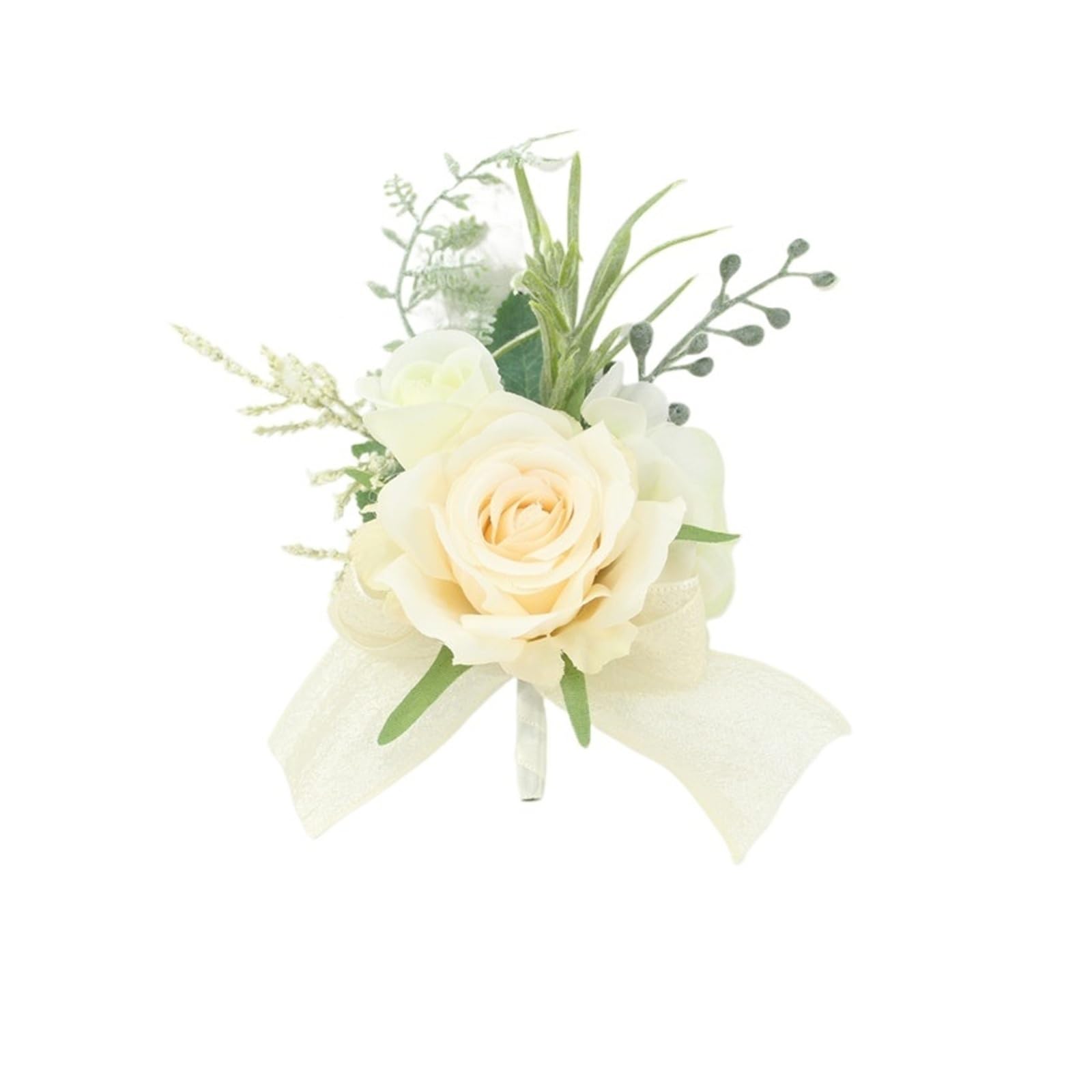 MQFBNNP Wedding boutonniere Silk Flore Groom Boutonniere Wedding Wrist Corsage Bracelet(Boutonniere-7)